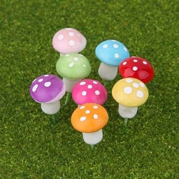 Multicolour Decorative Small Mushrooms – Mini Garden Ornament Set