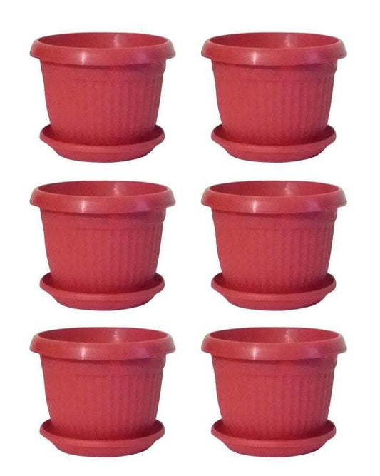 6x6 Inch Flowering/Seedling Pots with Trays  Pack of 6 for Home or Kitchen Garden