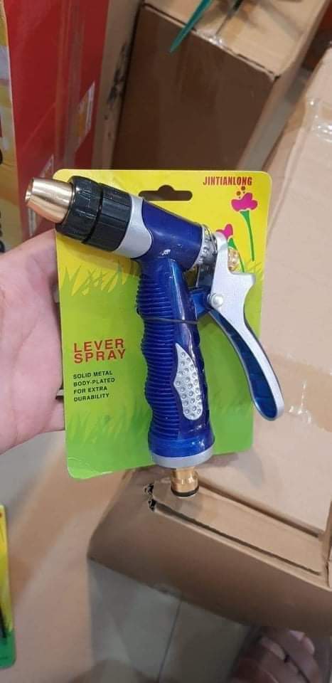 High Pressure Garden Hose Nozzle Spray Gun Blue | 7 Spray Modes & Water Flow Control