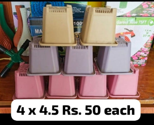 Pack of 50  4x4.5 Inch Square Nursery Pots  Ideal for Nurseries & Gardening Projects