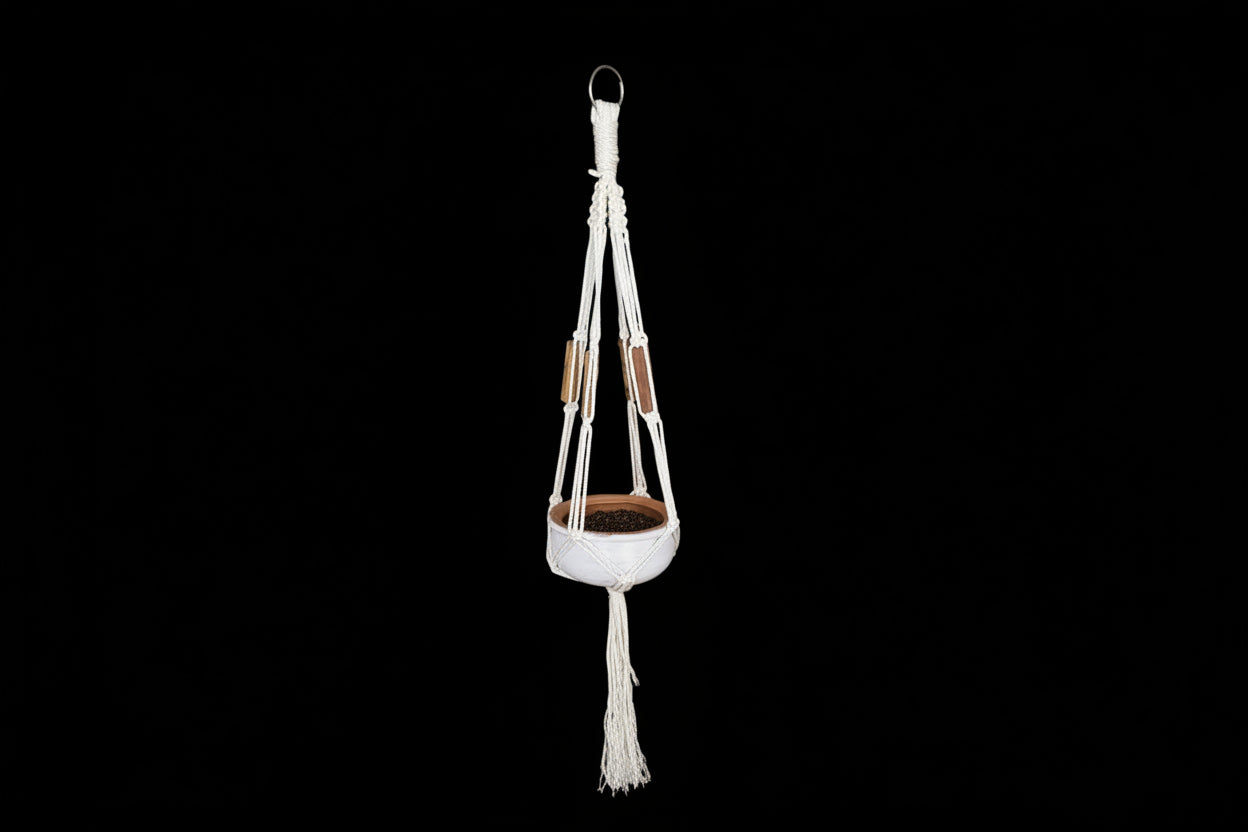Macrame Plant Hanger (Without Pot) – Handmade Hanging Rope Planter