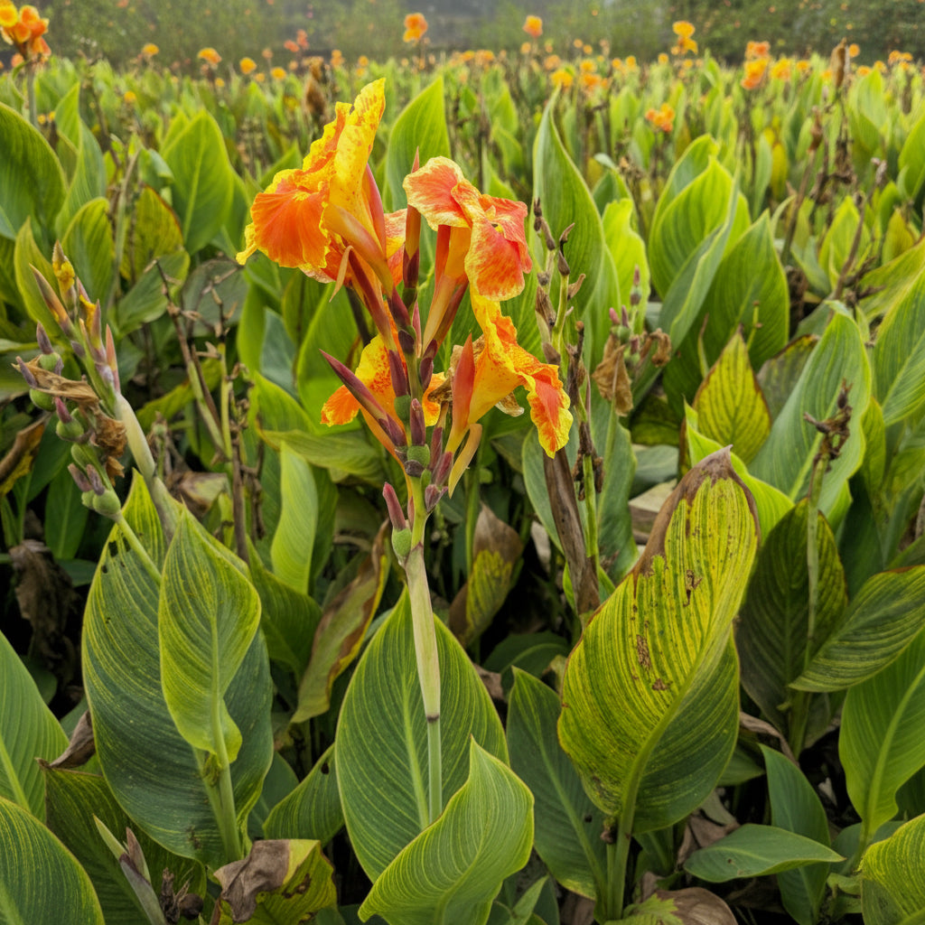 Orange Canna Lily – Canna indica Tropical Flowering Plant