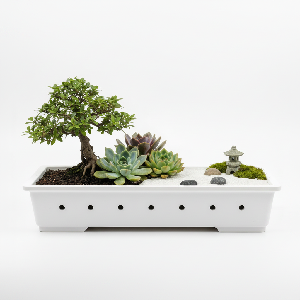 High Quality White PVC Bonsai Tray – 6 × 11 Inch (3 Inch Depth)