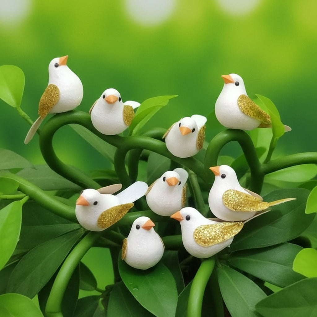 Decorative Small Artificial Sparrows – Mini Garden & Plant Decor Birds