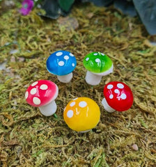 Multicolour Decorative Small Mushrooms – Mini Garden Ornament Set