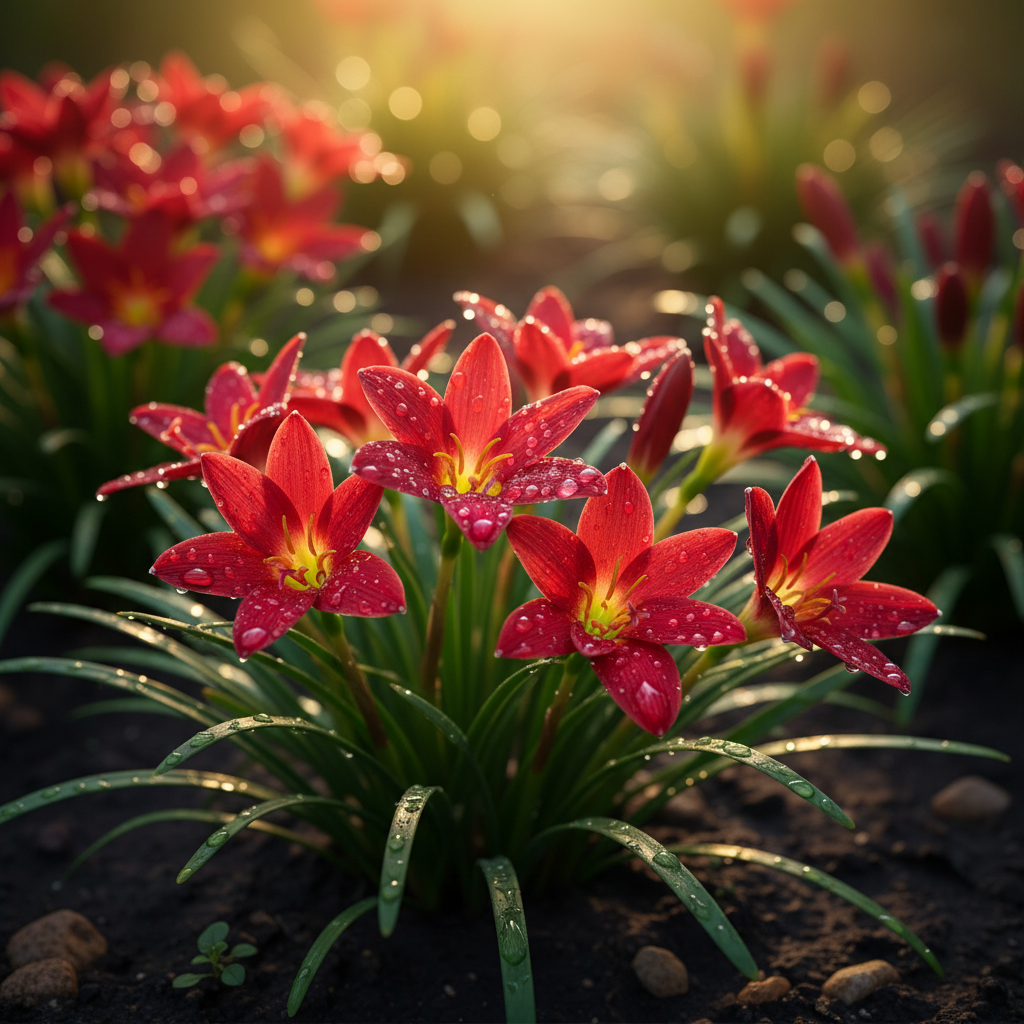 Crimson Sunset Rain Lily – Deep Red Rare Bloom Lily