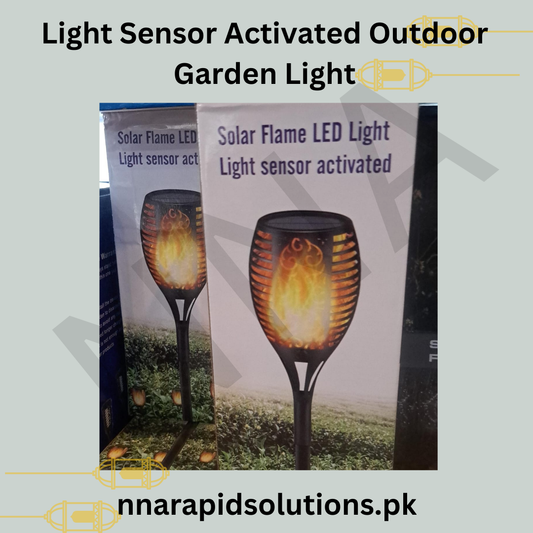 Solar Flame LED Light in Pakistan  Light Sensor Activated Outdoor Garden Lamp