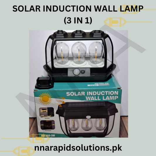 Solar Induction Wall Lamp HW 669-3W (38W | Triple Bulbs | 1200mAh)  Motion Sensor Outdoor Light